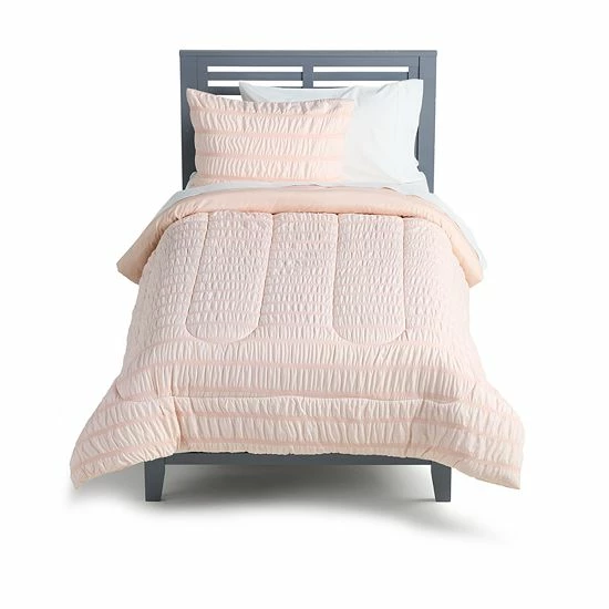 The Big One Kids™ Pearl Blush Solid Seersucker Reversible Comforter Set With Shams 1 The Big One Kids™ Pearl Blush Solid Seersucker Reversible Comforter Set With Shams