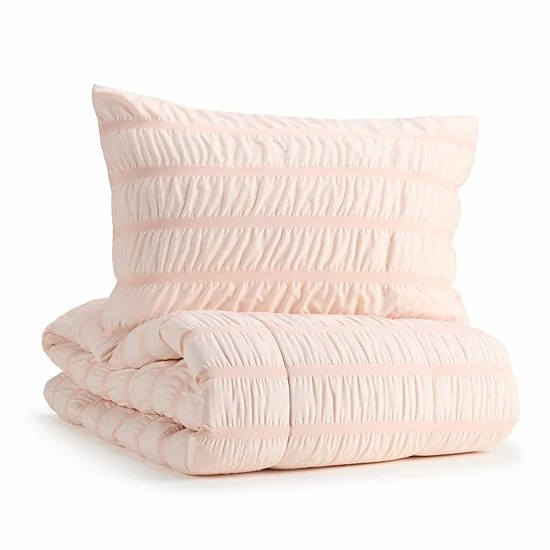 The Big One Kids™ Pearl Blush Solid Seersucker Reversible Comforter Set With Shams 3 The Big One Kids™ Pearl Blush Solid Seersucker Reversible Comforter Set With Shams - Image 3