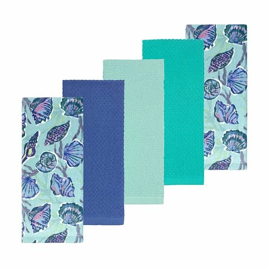 The Big One® Coastal Shells Kitchen Towel 5-pk. 1 The Big One® Coastal Shells Kitchen Towel 5-pk.