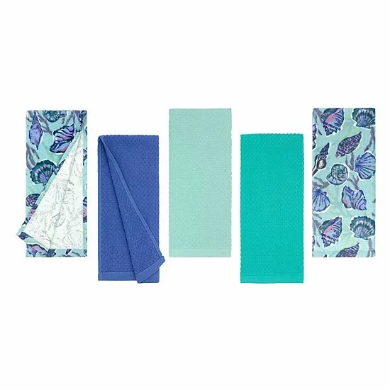 The Big One® Coastal Shells Kitchen Towel 5-pk. 2 The Big One® Coastal Shells Kitchen Towel 5-pk. - Image 2