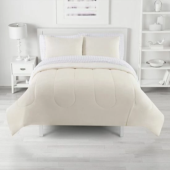 The Big One® Ivory Solid Plush Reversible Comforter Set With Sheets 1 The Big One® Ivory Solid Plush Reversible Comforter Set With Sheets