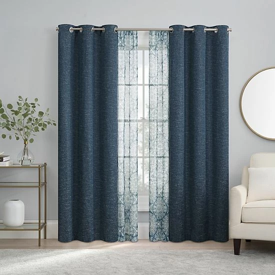 The Big One® Blackout Daxton With Gemology Sheer 4-pack Of Window Curtain Panels 1 The Big One® Blackout Daxton With Gemology Sheer 4-pack Of Window Curtain Panels