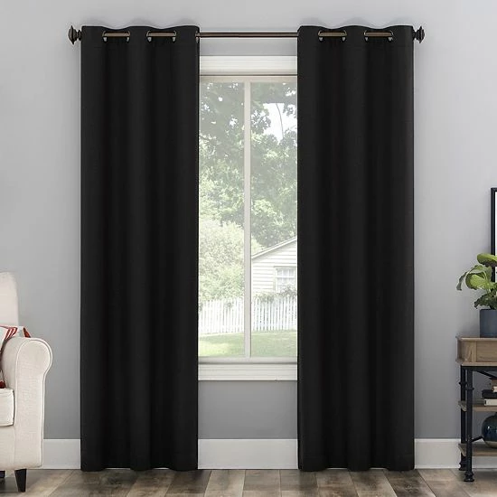 The Big One® 2-pack Kentfield Woven Texture Solid Room Darkening Window Curtain Set Black 1 The Big One® 2-pack Kentfield Woven Texture Solid Room Darkening Window Curtain Set Black