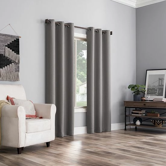 The Big One® 2-pack Kentfield Woven Texture Solid Room Darkening Window Curtain Set Black 5 The Big One® 2-pack Kentfield Woven Texture Solid Room Darkening Window Curtain Set Black - Image 5