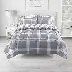 The Big One® Nathan Plaid Reversible Comforter Set With Sheets Nathan Plaid Gray -The Big One shop unnamed file 259