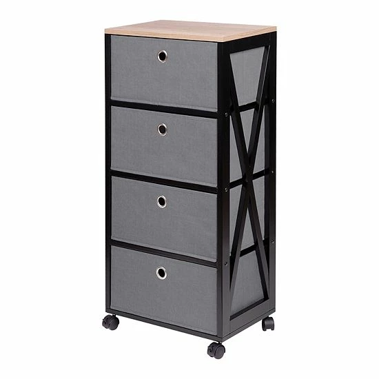 The Big One® 4 Drawer Storage Tower Black Wood 2 The Big One® 4 Drawer Storage Tower Black Wood - Image 2