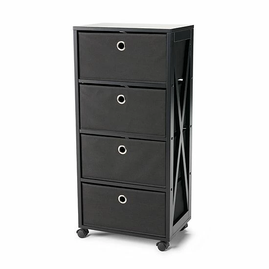 The Big One® 4 Drawer Storage Tower Black Wood 5 The Big One® 4 Drawer Storage Tower Black Wood - Image 5