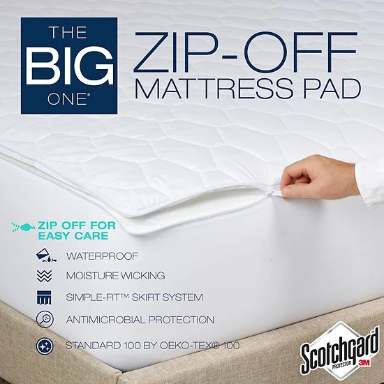 The Big One® Antimicrobial Zip 'N Wash Mattress Pad 4 The Big One® Antimicrobial Zip 'N Wash Mattress Pad - Image 4