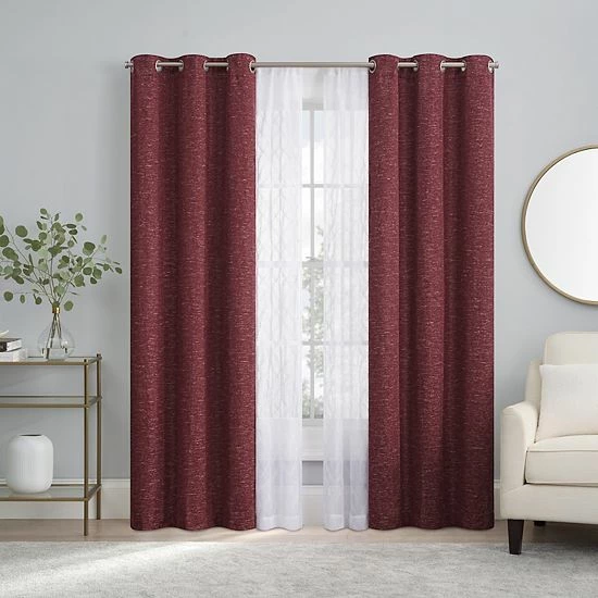 The Big One® Blackout Daxton With Grady Sheer Embroidery 4-pack Window Curtain Panels Red 9 The Big One® Blackout Daxton With Grady Sheer Embroidery 4-pack Window Curtain Panels Red - Image 9