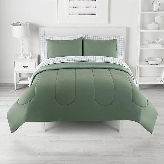 The Big One® Moss Solid Plush Reversible Comforter Set With Sheets 1 The Big One® Moss Solid Plush Reversible Comforter Set With Sheets