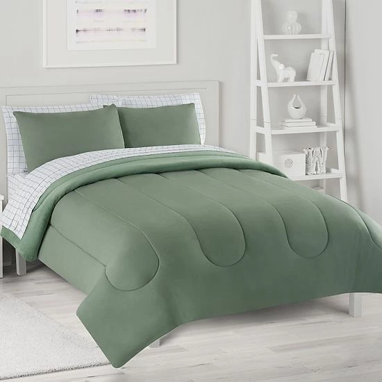 The Big One® Moss Solid Plush Reversible Comforter Set With Sheets 6 The Big One® Moss Solid Plush Reversible Comforter Set With Sheets - Image 6
