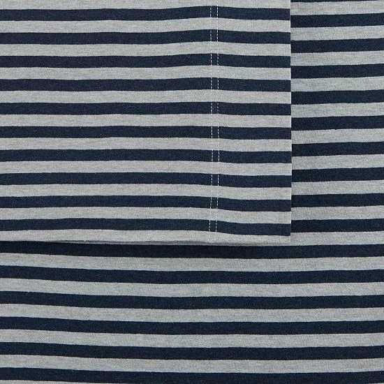 The Big One® Jersey Sheet Set Or Pillowcases Navy Gray Stripe 6 The Big One® Jersey Sheet Set Or Pillowcases Navy Gray Stripe - Image 6